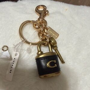 NWT Coach Gold and Black Padlock Keychain